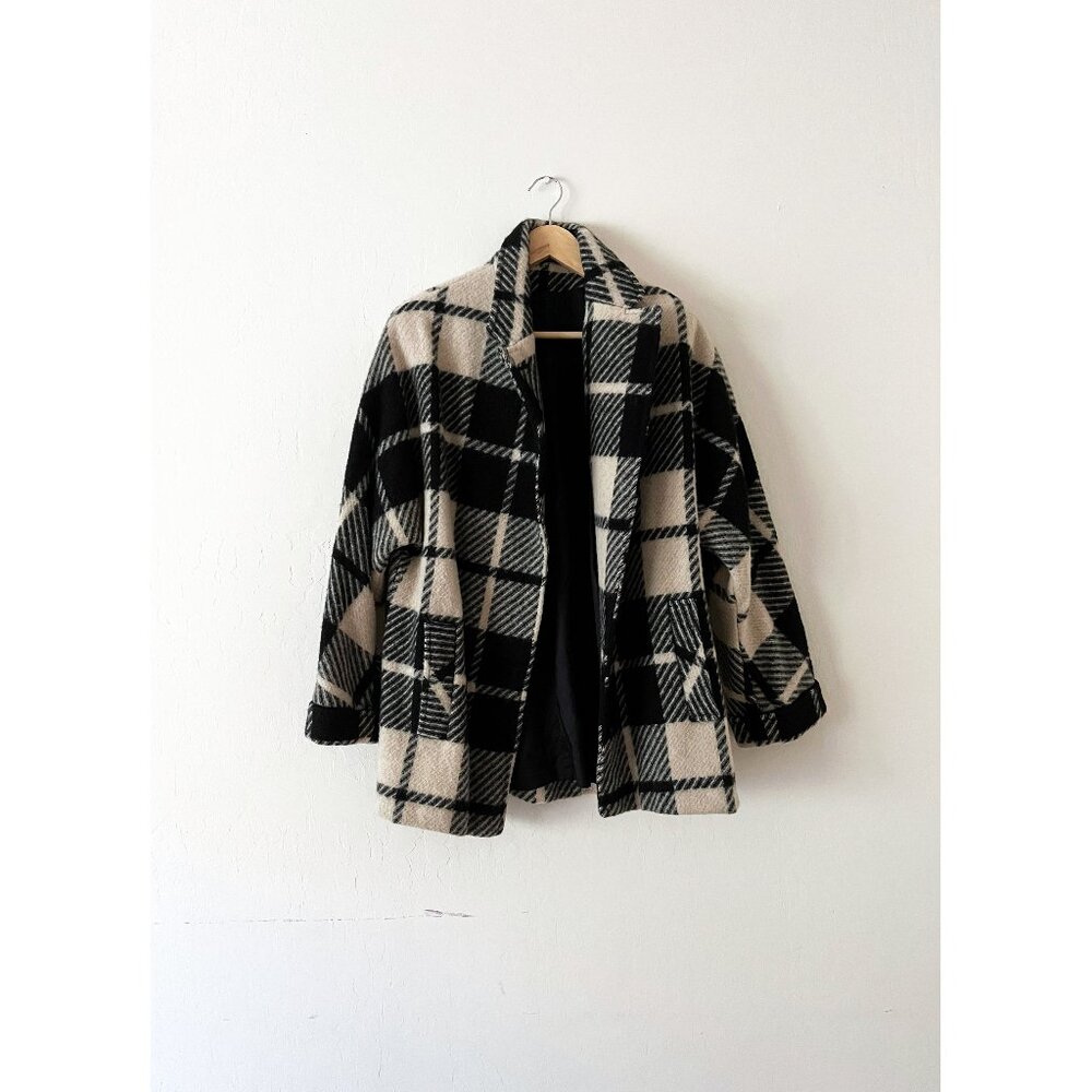 Portrait Vintage Black & White Check Coat
